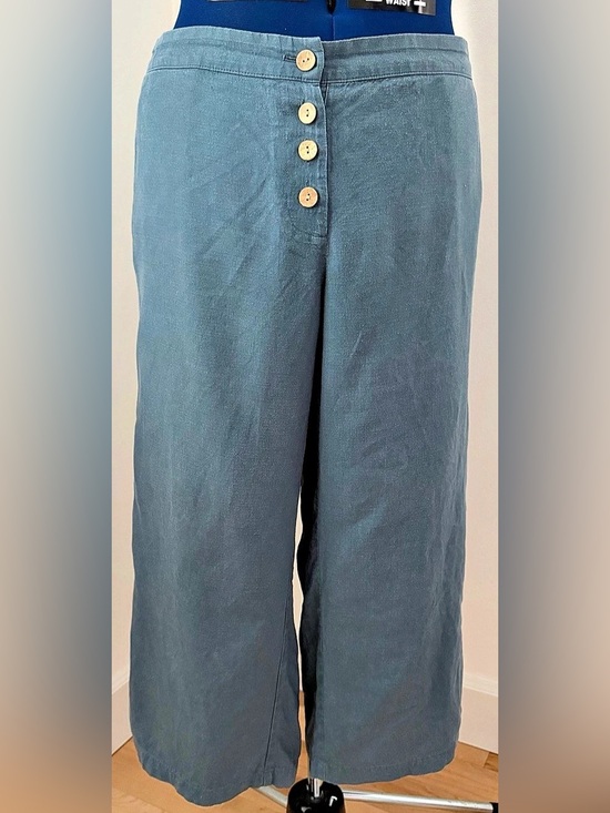 Pure Jill Pants - Pure Jill Linen Wide Leg Pants in Blue Size XL